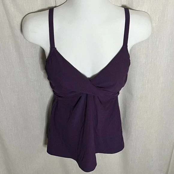 Land’s End Women's Purple Twist Front Lined & Lightly Padded Tankini Top Sz 2 - Picture 12 of 12
